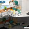 2-Tier Dish Drying Rack with Drainboard and Utensil Holder, Kitchen Counter Drainer Organizer