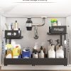 L-Shaped Under Sink Storage Shelf, Heavy Duty Pull-Out Organizer for Cleaning Supplies